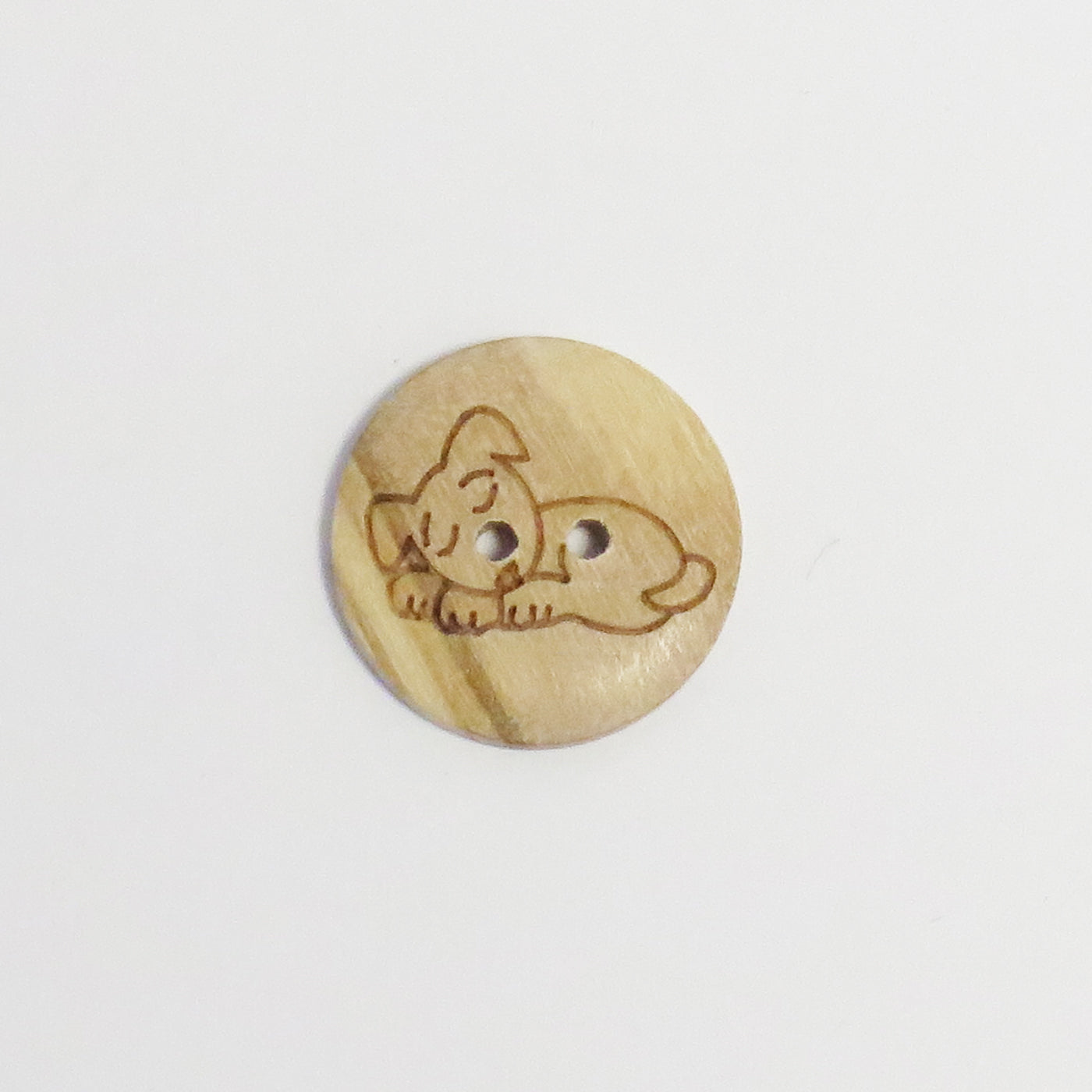 KNAP TRÆ 2 HUL 15MM M/HUND