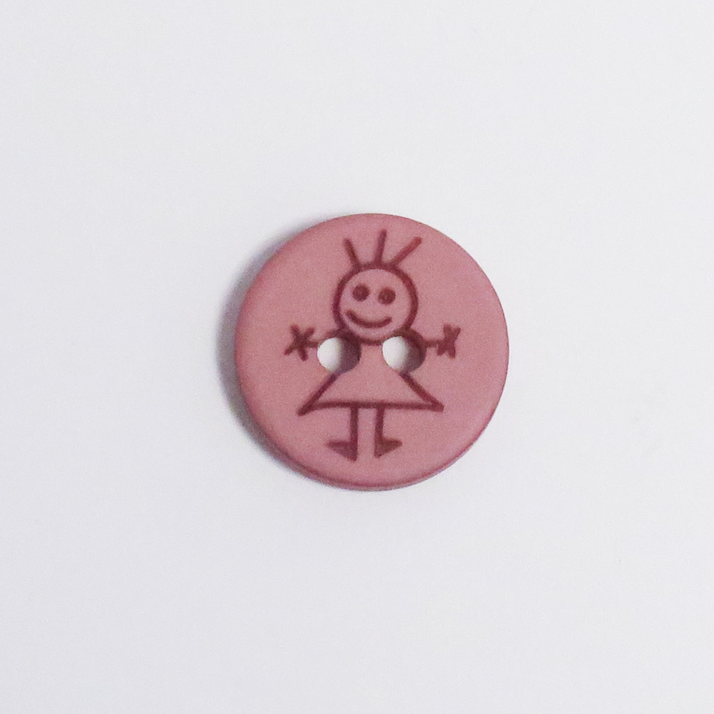 KNAP 2HUL 15MM PIGE ROSA(P)