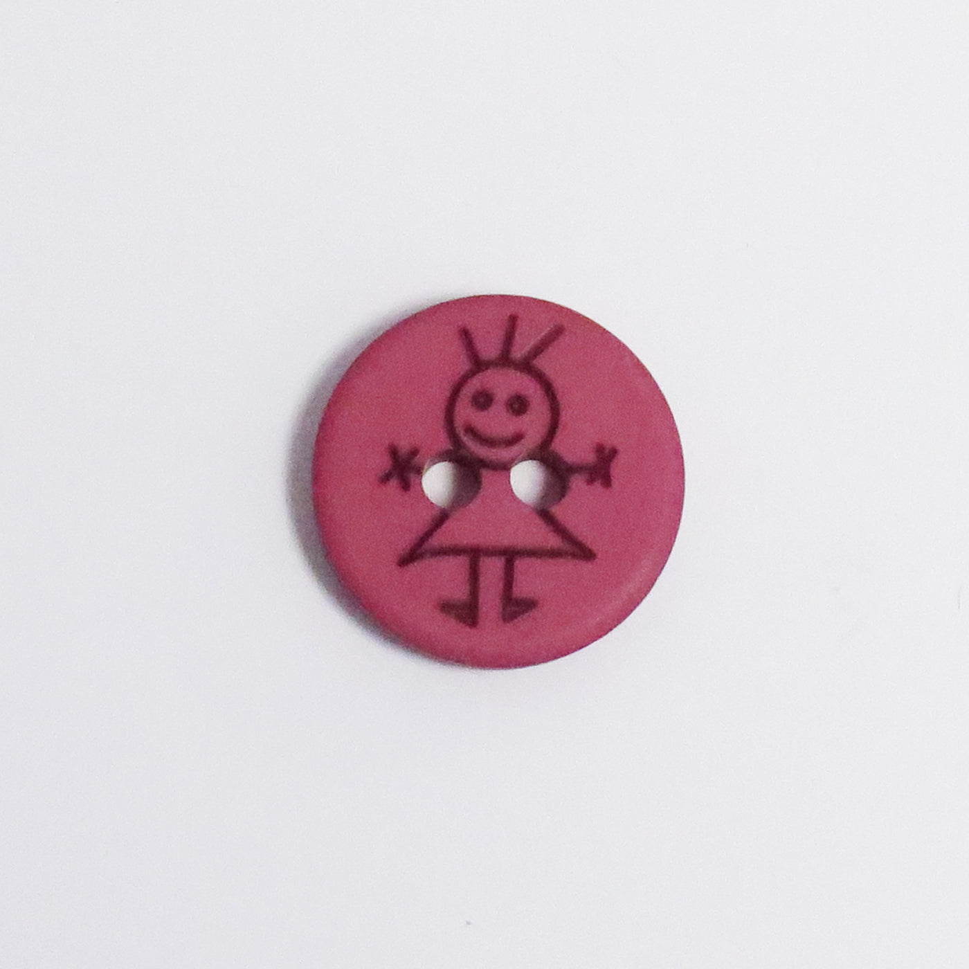 KNAP 2HUL 15MM PIGE FUCHIA