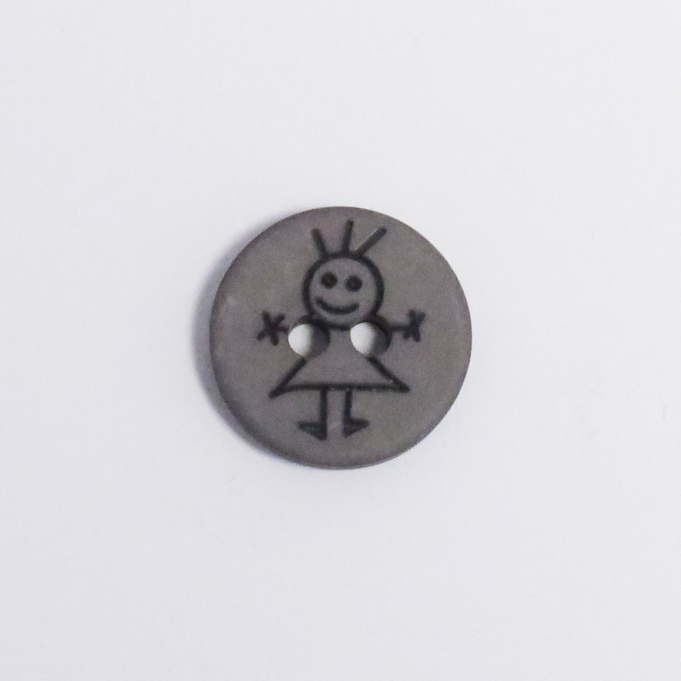 KNAP 2HUL 15MM PIGE GRÅ