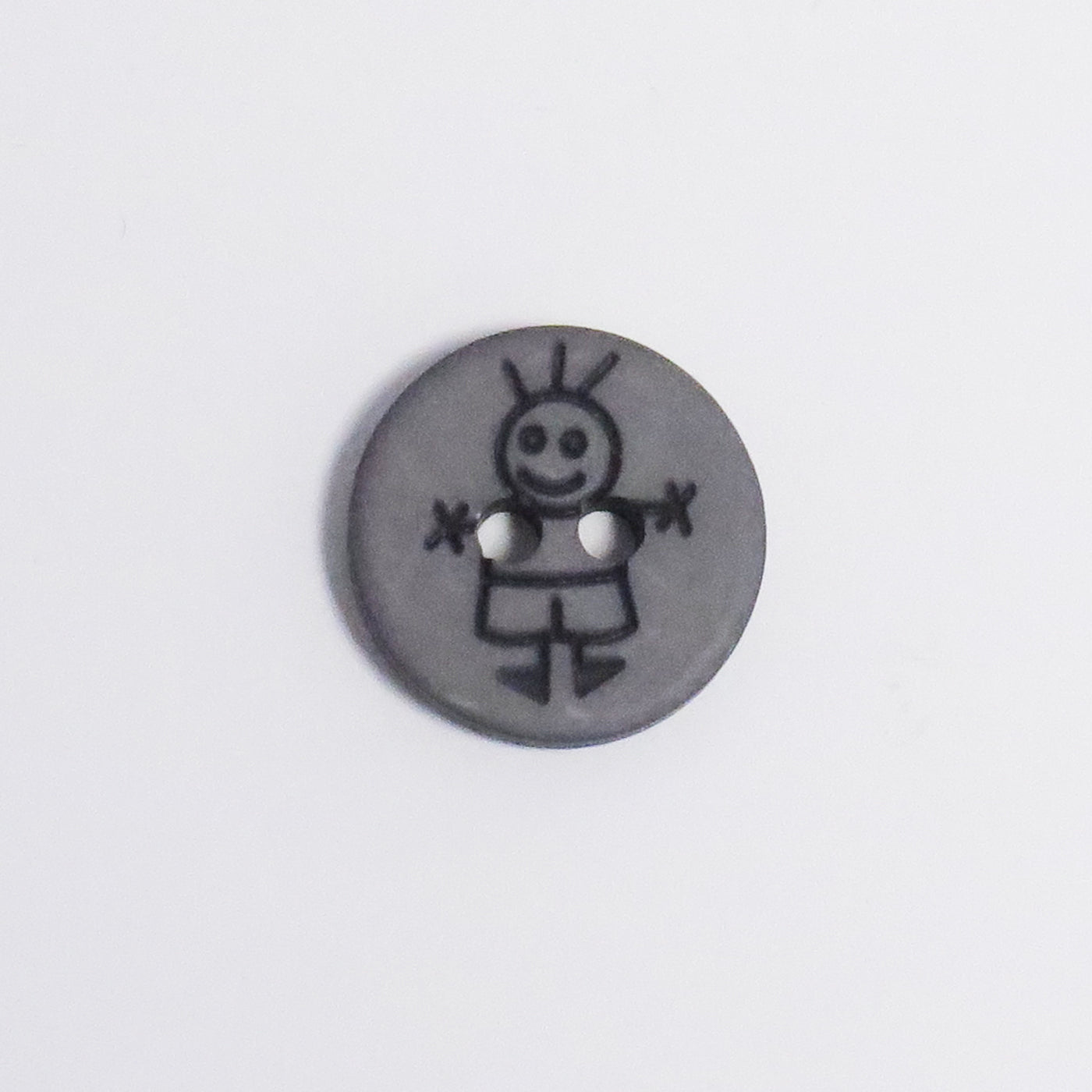 KNAP 2HUL 15MM DRENG GRÅ