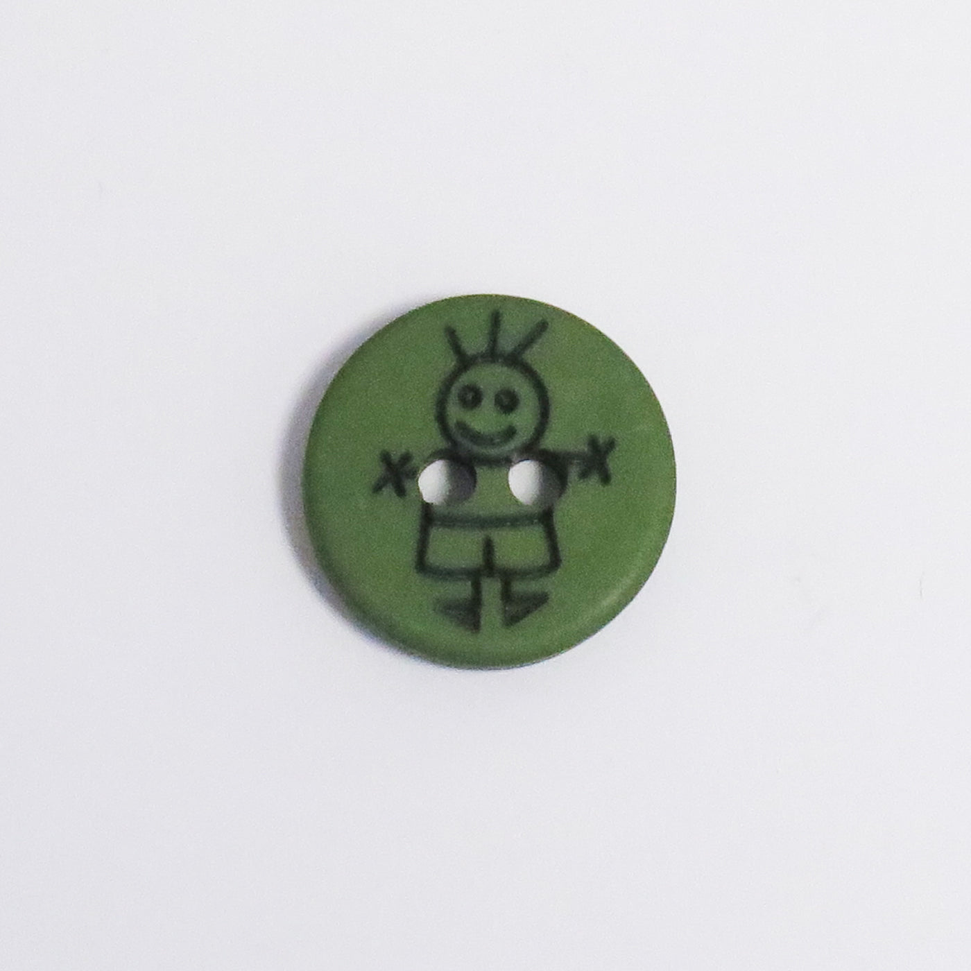 KNAP 2HUL 15MM DRENG GRØN