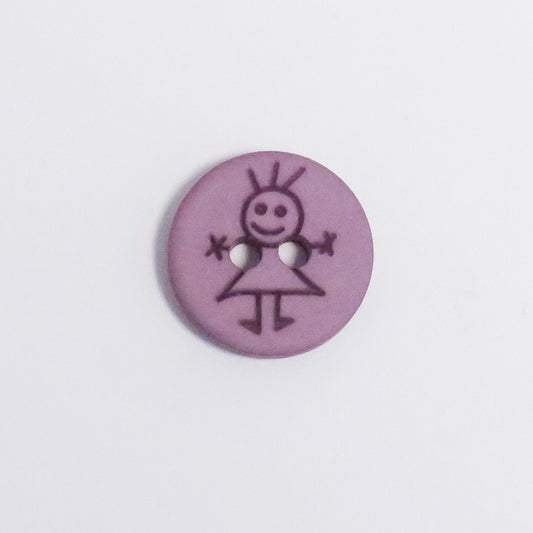 KNAP 2HUL 15 MM PIGE LILLA