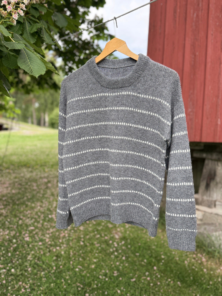 Lun Minagenser Strikkekit – Tidløs sweater med mønsterstriber 🧶✨