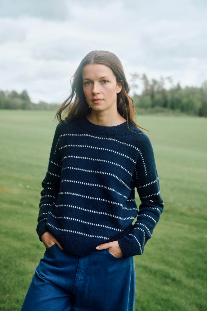 Lun Minagenser Strikkekit – Tidløs sweater med mønsterstriber 🧶✨