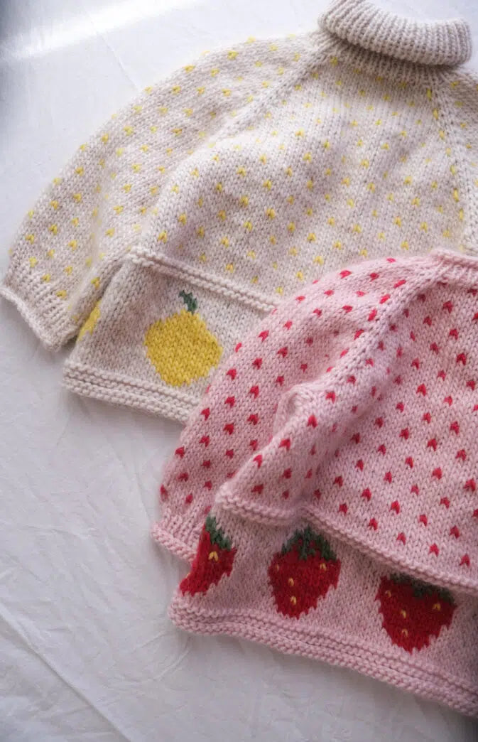 Fruity Lemon Sweater Strikkekit – Sød børnesweater med citroner 🍋🧶