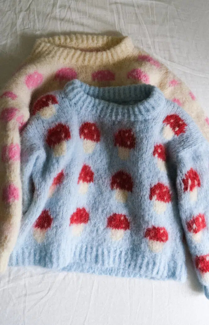 BonBon Svampesweater – Blød børnesweater med hyggeligt svampemønster 🍄🧶