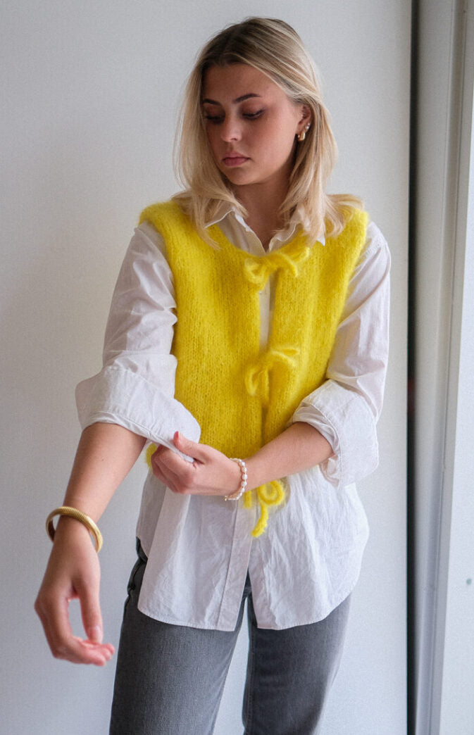 ✨⚡ Flash Vest – Let mohairvest med i-cord detaljer | STRIKKEKIT