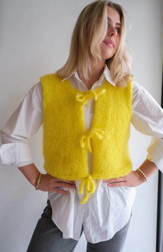 ✨⚡ Flash Vest – Let mohairvest med i-cord detaljer | STRIKKEKIT