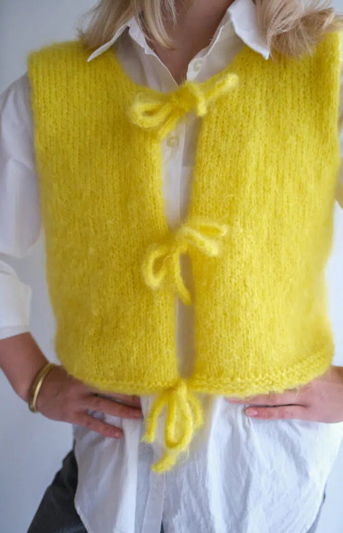 ✨⚡ Flash Vest – Let mohairvest med i-cord detaljer | STRIKKEKIT