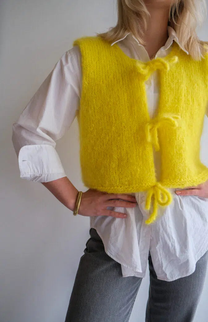 ✨⚡ Flash Vest – Let mohairvest med i-cord detaljer | STRIKKEKIT