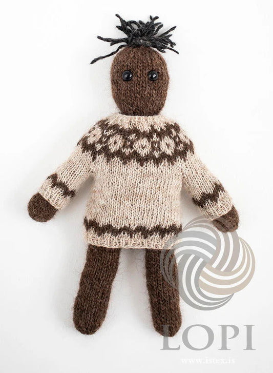 🧸 Lopi litli (42-16) – Den lille Lopidukke i islandsk uld 💕 - Opskrift -