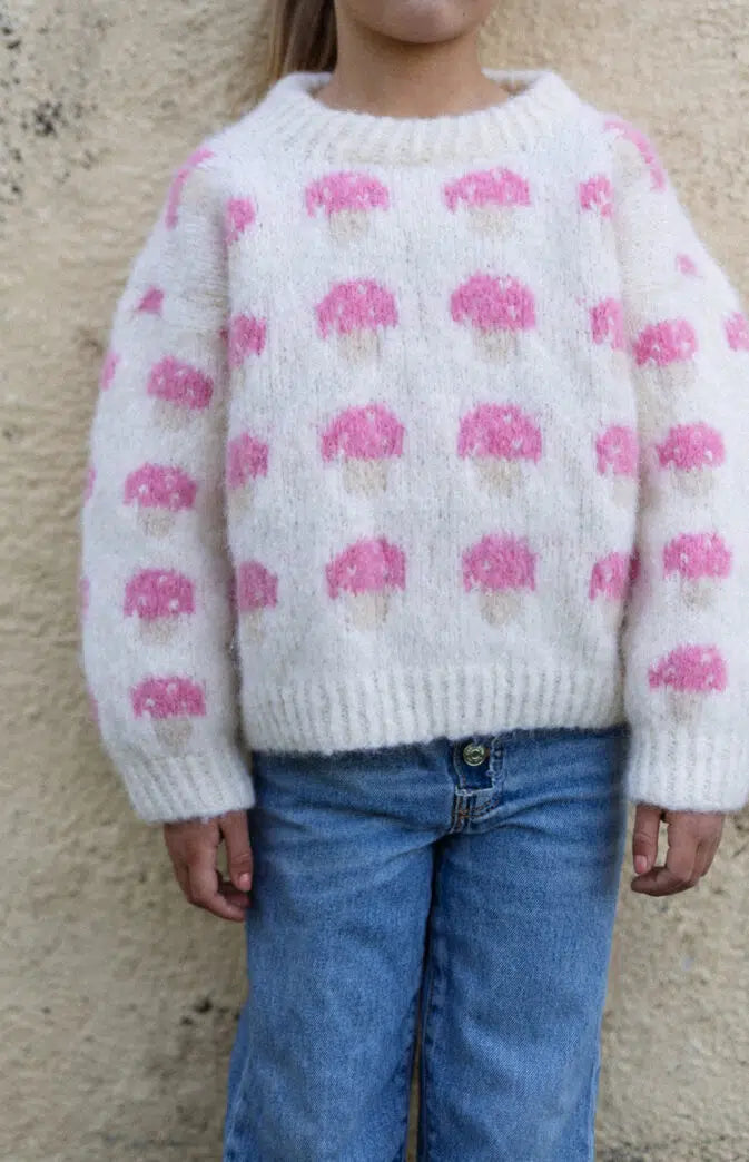 BonBon Svampesweater – Blød børnesweater med hyggeligt svampemønster 🍄🧶