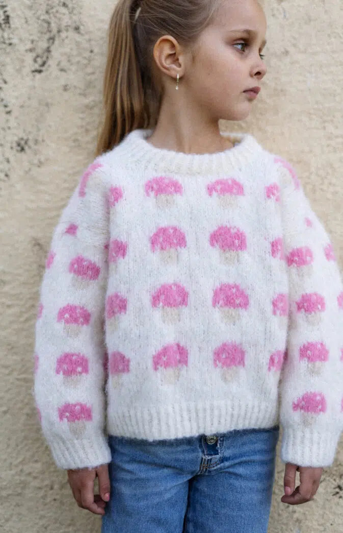 BonBon Svampesweater – Blød børnesweater med hyggeligt svampemønster 🍄🧶