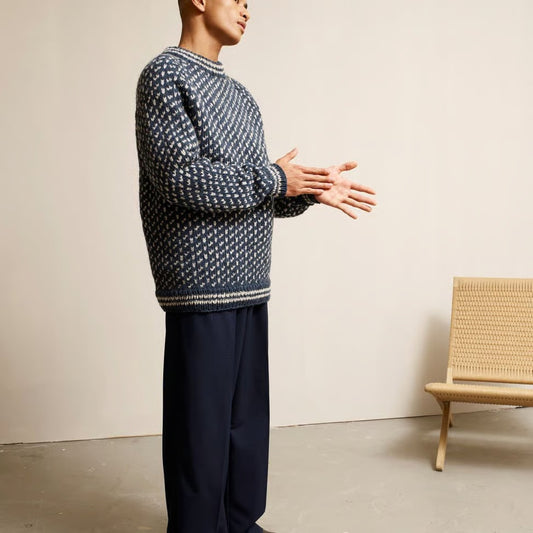 ❄️🔥 Strikkekit 416-6 Herre Islender – Klassisk mønstersweater i Rauma Vams