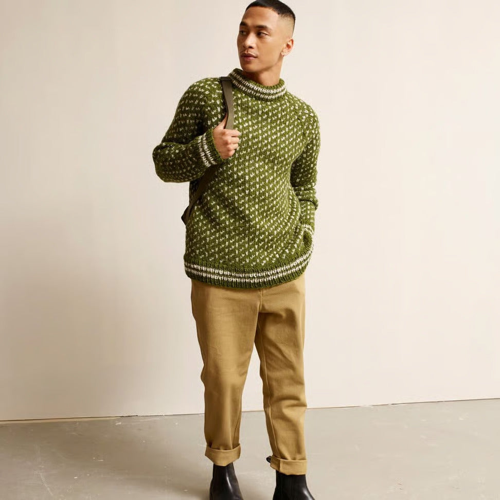 ❄️🔥 Strikkekit 416-6 Herre Islender – Klassisk mønstersweater i Rauma Vams